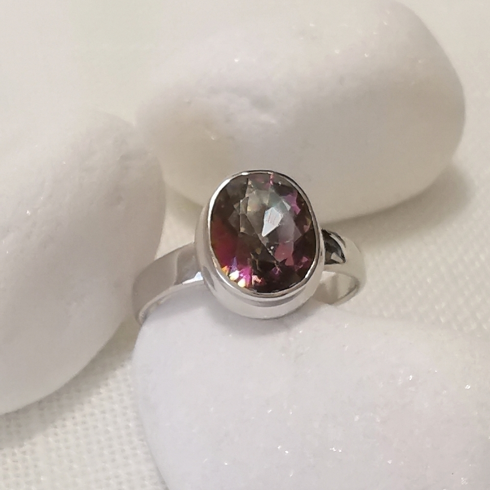 Sterling silver 2ct Mystic Topaz ring size 7 🆕 - Picture 3 of 7